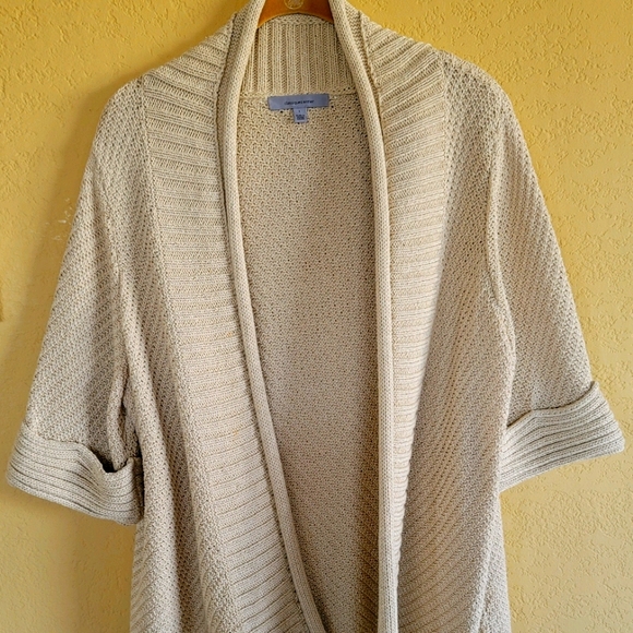 CLASSIQUES ENTIER Evening Beige Gold Metallic Cardigan Sweater Large - Picture 1 of 2